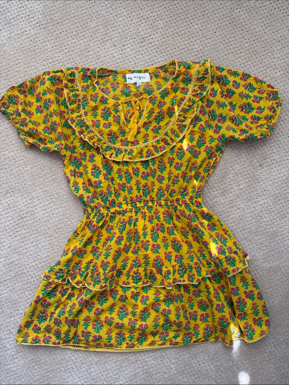 Misu Yellow Floral Ruffle women’s short dress